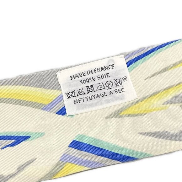HERMES Twilly - Light gray White Multi Scarf 190-072225 - Picture 7 of 7